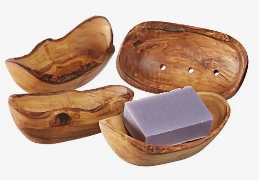 natural olive wood soap dish